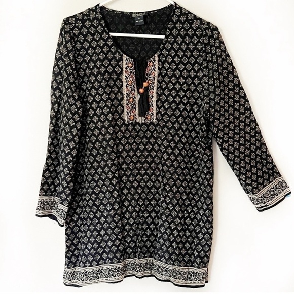 Lucky Brand Tops - Lucky Brand Made in India Tunic Top Moroccan Indian
Print M Medium Tassle Boho
